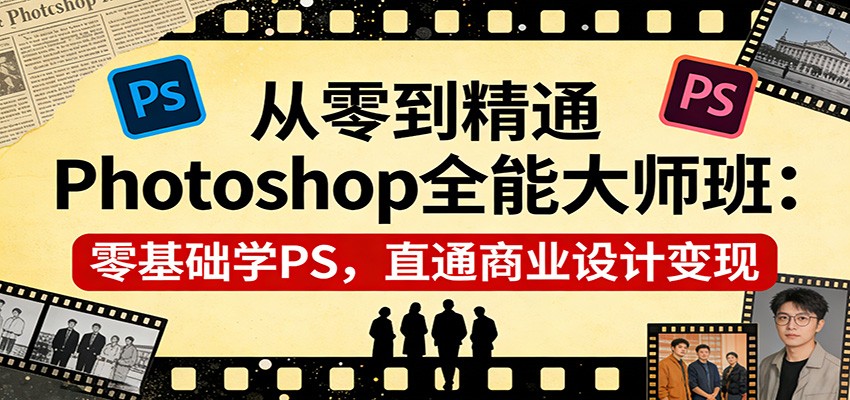 从零到精通Photoshop全能大师班：零基础学PS，直通商业设计变现-951博客
