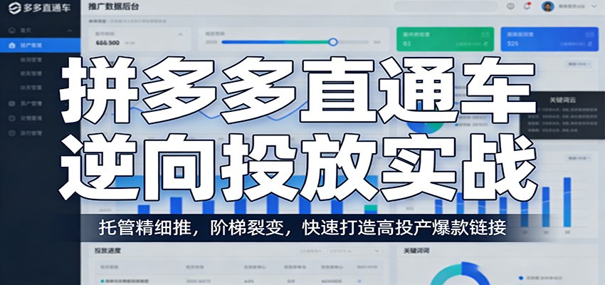 拼多多直通车逆向投放实战：托管精细推，阶梯裂变，快速打造高投产爆款链接_酷乐网