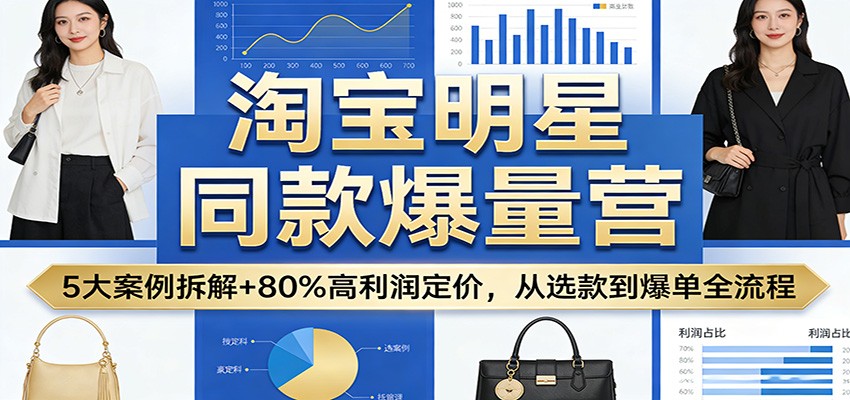 淘宝明星同款爆量营：5大案例拆解+80%高利润定价，从选款到爆单全流程_酷乐网