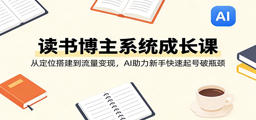 读书博主系统成长课：从定位搭建到流量变现，AI助力新手快速起号破瓶颈_酷乐网