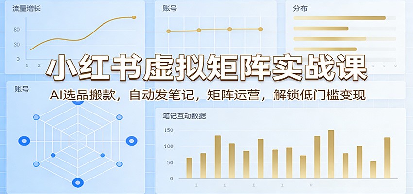 小红书虚拟矩阵实战课：AI选品搬款，自动发笔记，矩阵运营，解锁低门槛变现_酷乐网