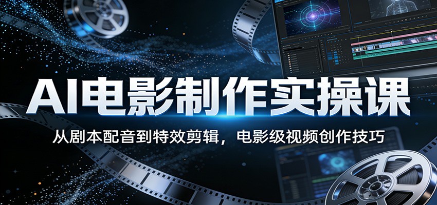 AI电影制作实操课：从剧本配音到特效剪辑，电影级视频创作技巧_酷乐网