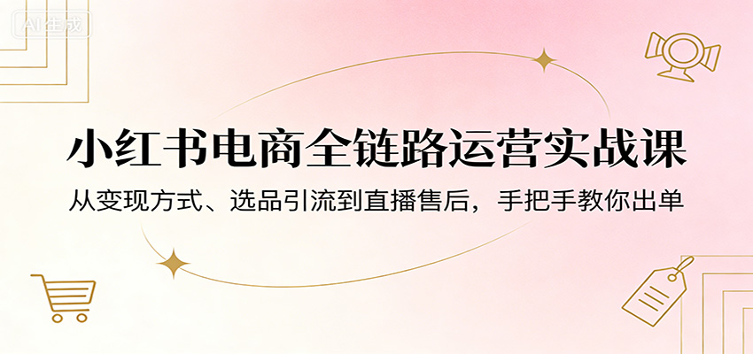 小红书电商全链路运营实战课：从变现方式、选品引流到直播售后，手把手教你出单_酷乐网