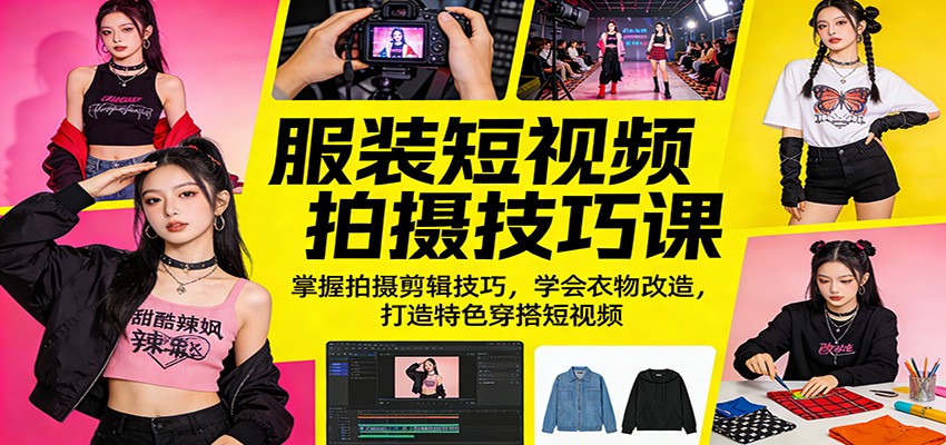 服装短视频拍摄技巧课：掌握拍摄剪辑技巧，学会衣物改造，打造特色穿搭短视频_酷乐网