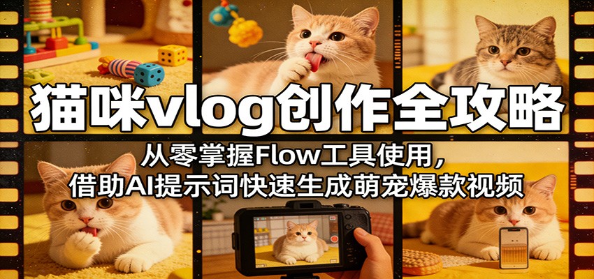 猫咪vlog创作全攻略:从零掌握Flow工具使用,借助AI提示词快速生成萌宠爆款视频_酷乐网