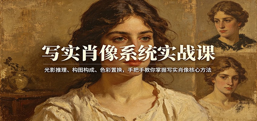 写实肖像系统实战课:光影推理、构图构成、色彩置换,手把手教你掌握写实肖像核心方法_酷乐网