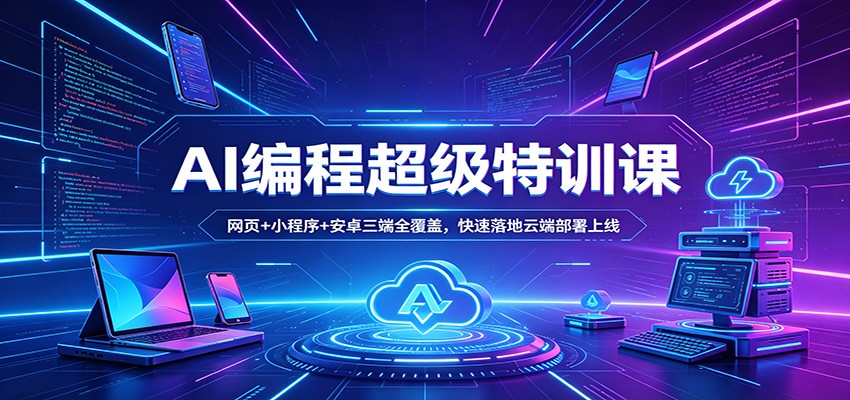 AI编程超级特训课：网页+小程序+安卓三端全覆盖，快速落地云端部署上线_酷乐网