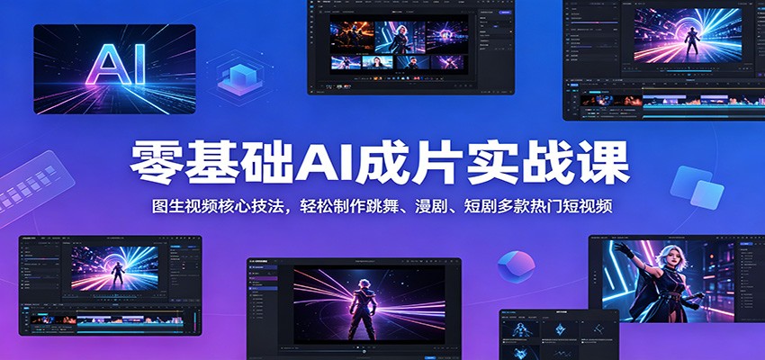 零基础AI成片实战课：图生视频核心技法，轻松制作跳舞、漫剧、短剧多款热门短视频-中创副业网
