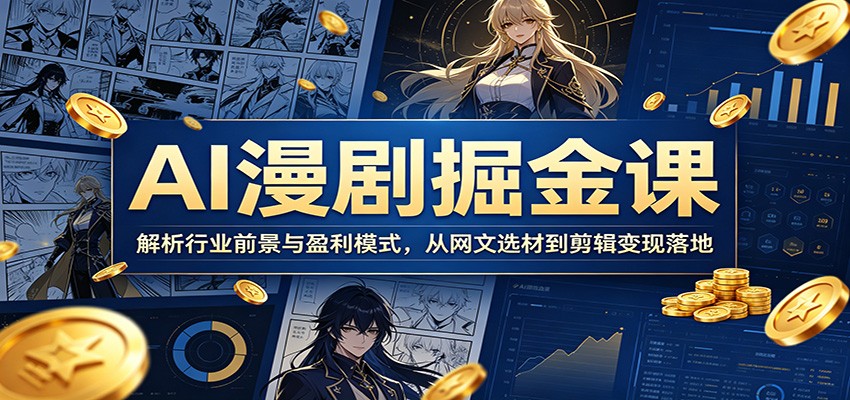 AI漫剧掘金课：解析行业前景与盈利模式，从网文选材到剪辑变现落地-中创副业网