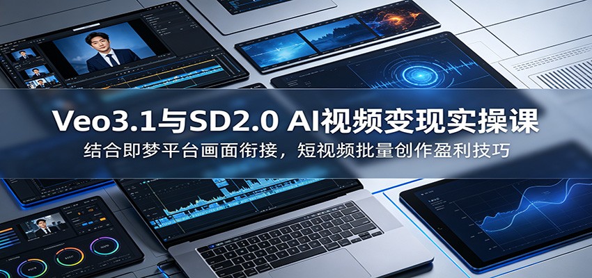 Veo3.1与SD2.0AI视频变现实操课课：结合即梦平台画面衔接，短视频批量创作盈利技巧-中创副业网