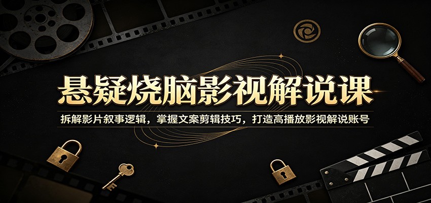 悬疑烧脑影视解说课：拆解影片叙事逻辑，掌握文案剪辑技巧，打造高播放影视解说账号-中创副业网