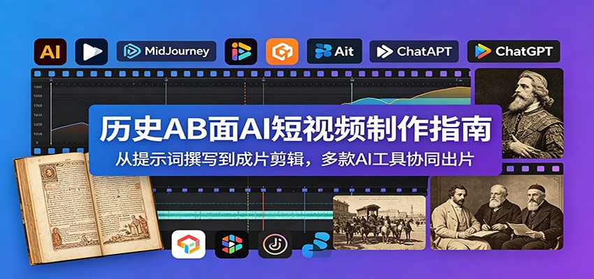 历史AB面AI短视频制作指南：从提示词撰写到成片剪辑，多款AI工具协同出片-中创副业网