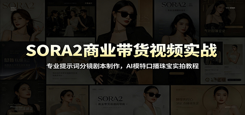 SORA2商业带货视频实战：专业提示词分镜剧本制作，AI模特口播珠宝实拍教程-中创副业网