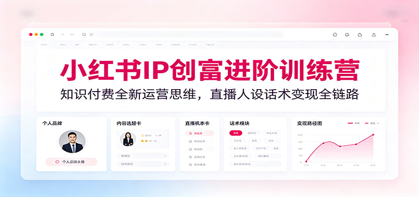 小红书IP创富进阶训练营：知识付费全新运营思维，直播人设话术变现全链路-中创副业网