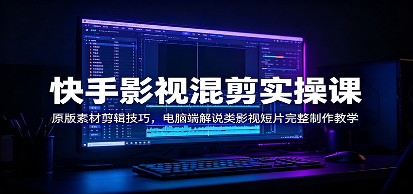 快手影视混剪实操课：原版素材剪辑技巧，电脑端解说类影视短片完整制作教学-中创副业网