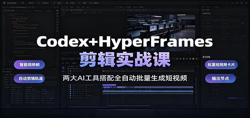Codex+HyperFrames剪辑实战课：两大AI工具搭配全自动批量生成短视频-中创副业网