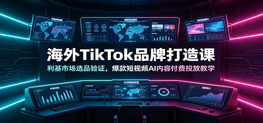 海外TikTok品牌打造课：利基市场选品验证，爆款短视频AI内容付费投放教学-中创副业网