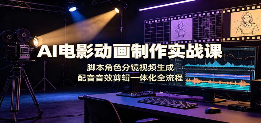 AI电影动画制作实战课：脚本角色分镜视频生成，配音音效剪辑一体化全流程-中创副业网