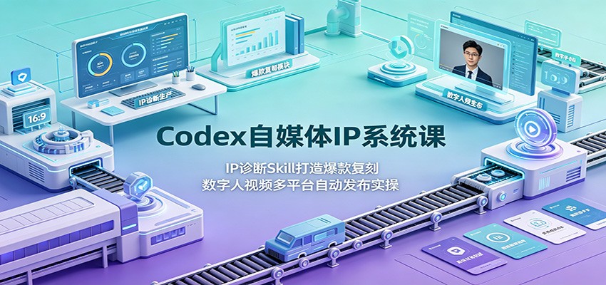 Codex自媒体IP系统课：IP诊断Skill打造爆款复刻，数字人视频多平台自动发布实操-中创副业网