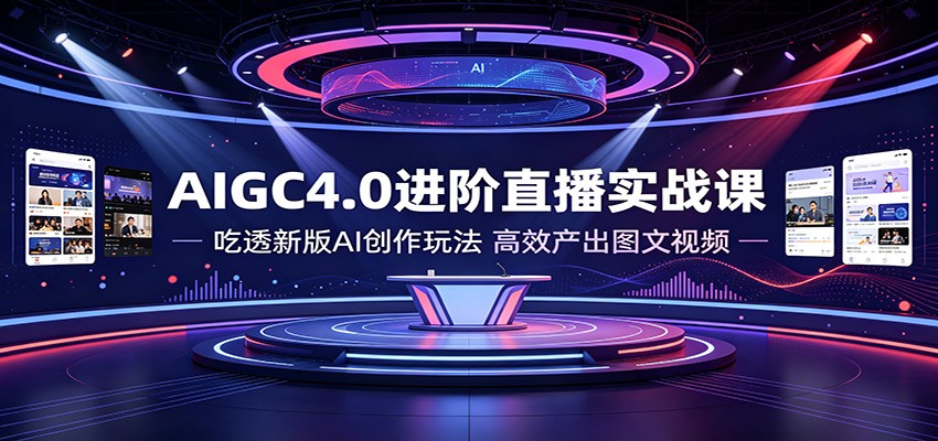 AIGC4.0进阶直播实战课：吃透新版AI创作玩法，高效产出图文视频-中创副业网