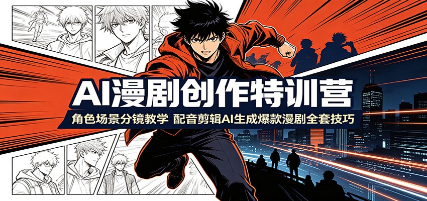 AI漫剧创作特训营：角色场景分镜教学，配音剪辑AI生成爆款漫剧全套技巧-中创副业网