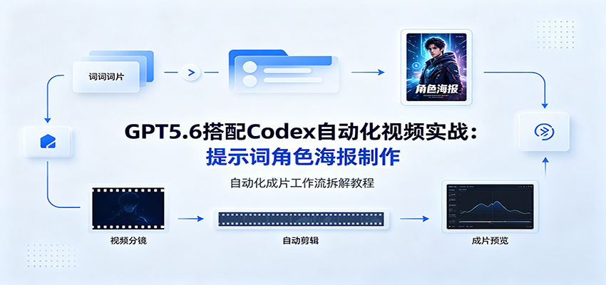 GPT5.6搭配Codex自动化视频实战：提示词角色海报制作，自动化成片工作流拆解教程-中创副业网