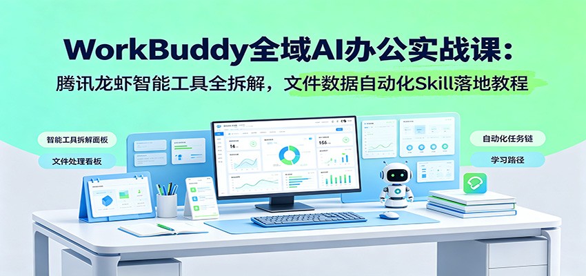 WorkBuddy全域AI办公实战课：腾讯龙虾智能工具全拆解，文件数据自动化Skill落地教-中创副业网