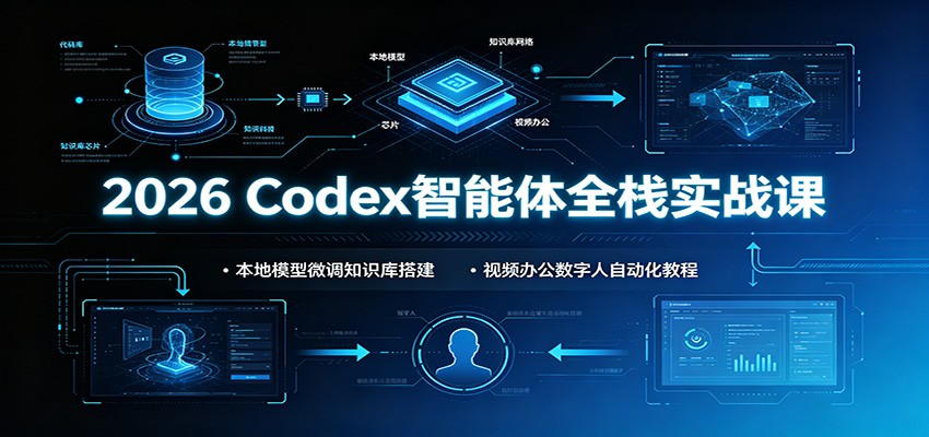 2026Codex智能体全栈实战课：本地模型微调知识库搭建，视频办公数字人自动化教程-中创副业网