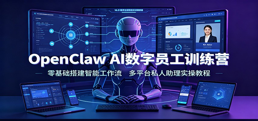 OpenClawAI数字员工训练营：零基础搭建智能工作流，多平台私人助理实操教程-中创副业网