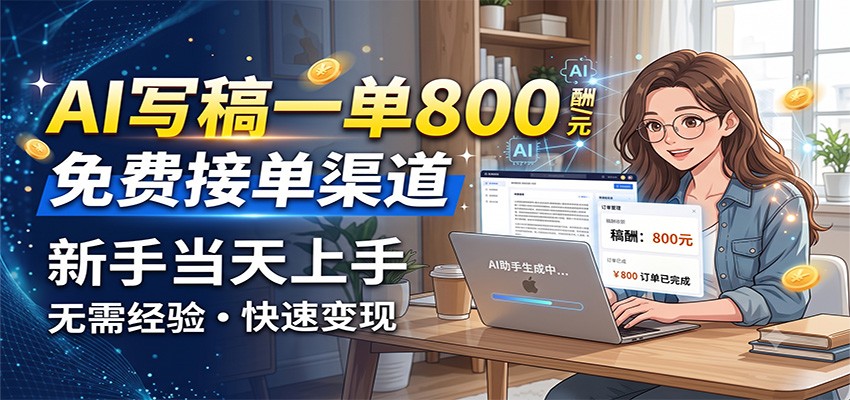 AI写稿一单800，免费接单渠道，一单一结几十到上千，新手当天上手-副业研究所