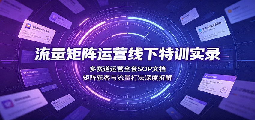流量矩阵运营线下特训实录：多赛道运营全套SOP文档，矩阵获客与流量打法深度拆解-副业研究所