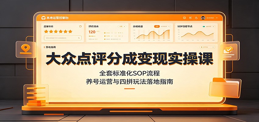 大众点评分成变现实操课：全套标准化SOP流程，养号运营与四拼玩法落地指南-副业研究所
