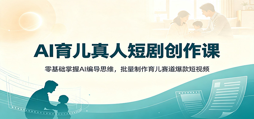 AI育儿真人短剧创作课：零基础掌握AI编导思维，批量制作育儿赛道爆款短视频-副业研究所