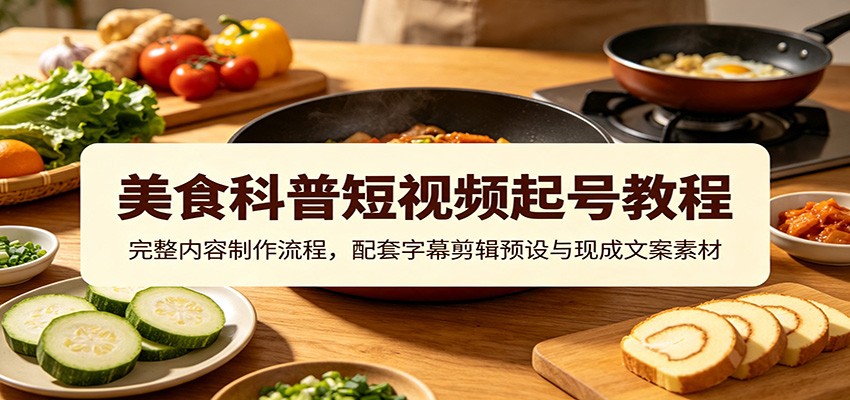 美食科普短视频起号教程：完整内容制作流程，配套字幕剪辑预设与现成文案素材-副业研究所