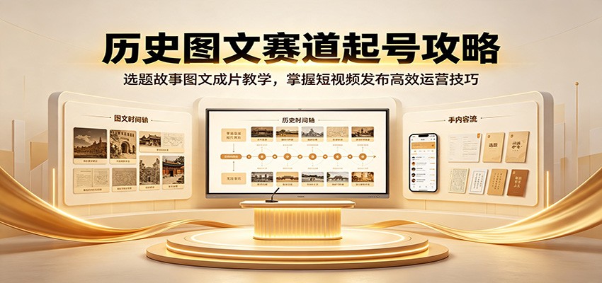 历史图文赛道起号攻略：选题故事图文成片教学，掌握短视频发布高效运营技巧-副业研究所