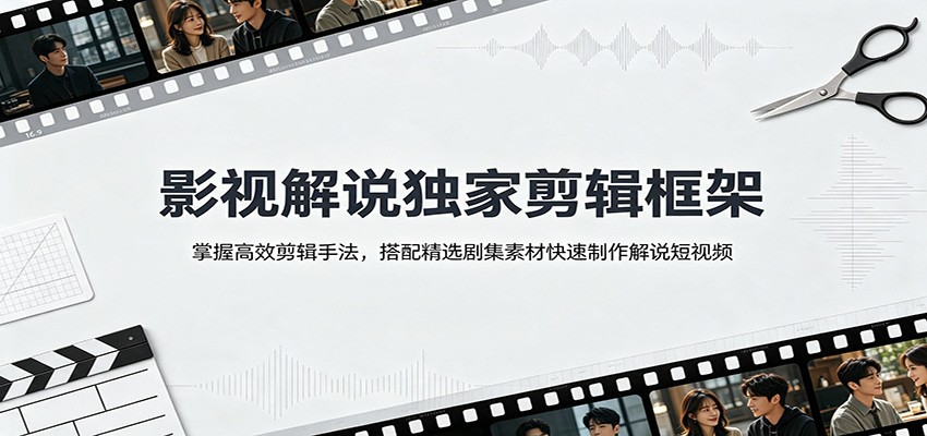 影视解说独家剪辑框架：掌握高效剪辑手法，搭配精选剧集素材快速制作解说短视频-副业研究所