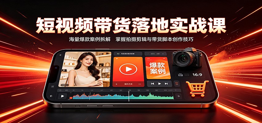 短视频带货落地实战课：海量爆款案例拆解，掌握拍摄剪辑与带货脚本创作技巧-副业研究所