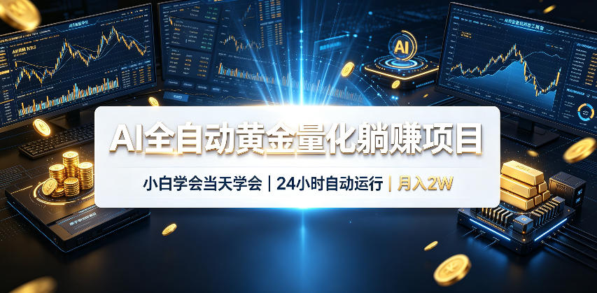 AI全自动黄金量化躺賺项目，24小时自动运行，月入2W！-副业研究所