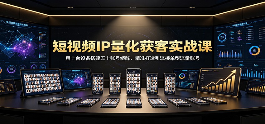 短视频IP量化获客实战课：用十台设备搭建五十账号矩阵，精准打造引流接单型流量账号-副业研究所