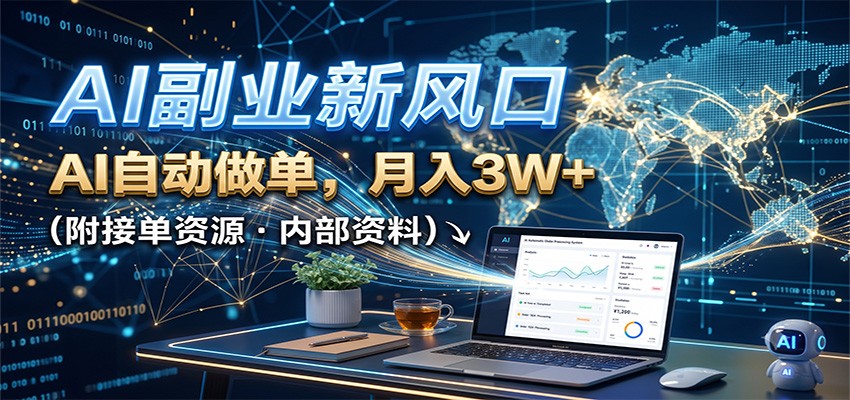 AI副业新风口，AI自动做单，月入3W+，附接单资源-副业研究所