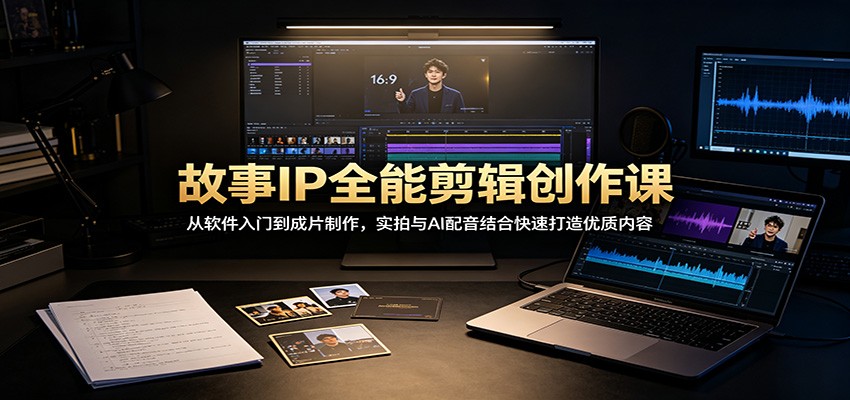 故事IP全能剪辑创作课：从软件入门到成片制作，实拍与AI配音结合快速打造优质内容-副业研究所