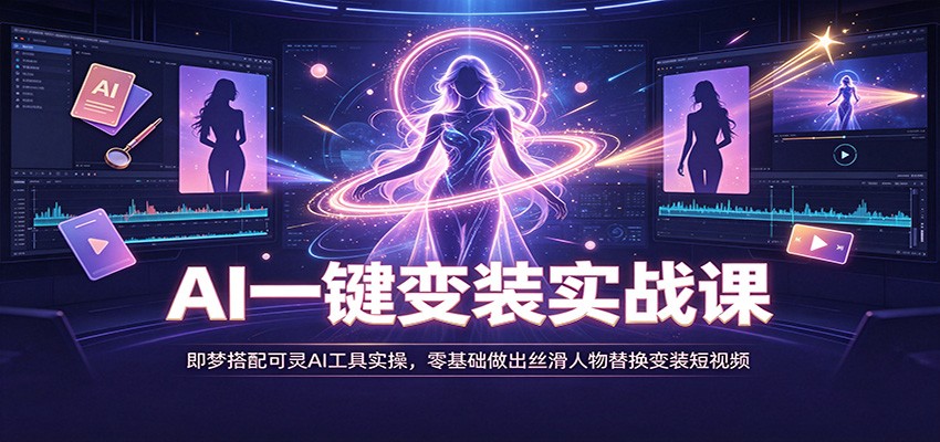 AI一键变装实战课：即梦搭配可灵AI工具实操，零基础做出丝滑人物替换变装短视频-副业研究所