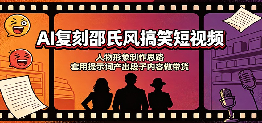 AI复刻邵氏风搞笑短视频：人物形象制作思路，套用提示词产出段子内容做带货-副业研究所