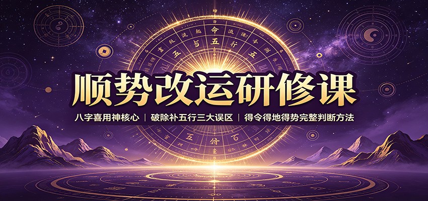 顺势改运研修课：八字喜用神核心，破除补五行三大误区，得令得地得势完整判断方法-副业研究所