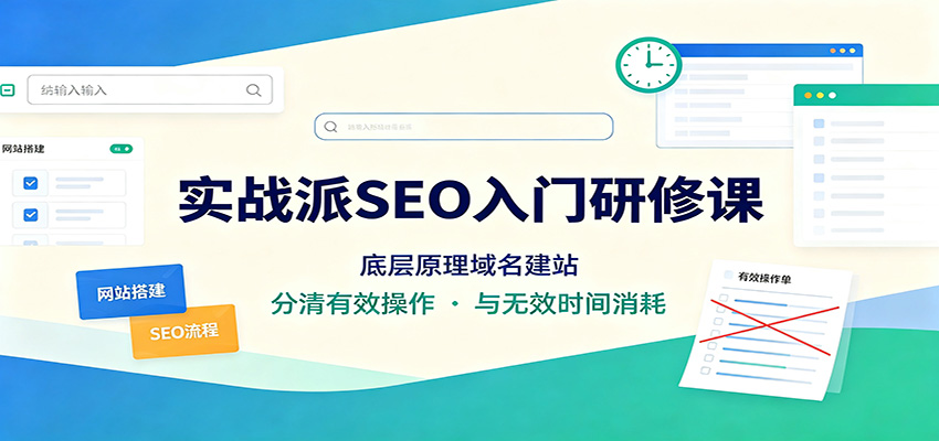 实战派SEO入门研修课：底层原理域名建站，分清有效操作与无效时间消耗-副业研究所