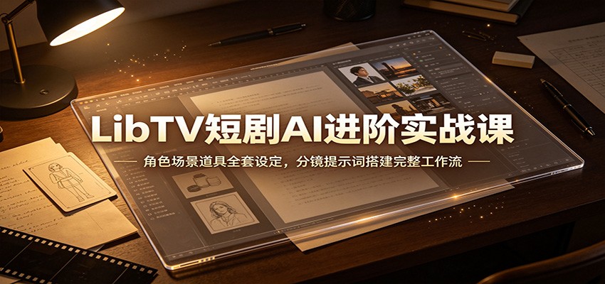 LibTV短剧AI进阶实战课：角色场景道具全套设定，分镜提示词搭建完整工作流-副业研究所