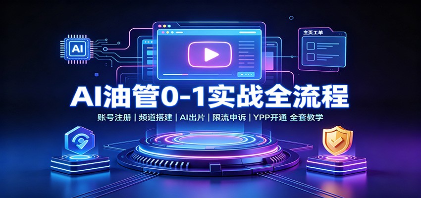 AI油管0-1实战：账号注册频道搭建，AI出片，限流申诉，YPP开通全套教学-副业研究所