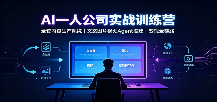 AI创作一人公司实战训练营：全套内容生产系统，文案图片视频Agent搭建变现全链路-副业研究所
