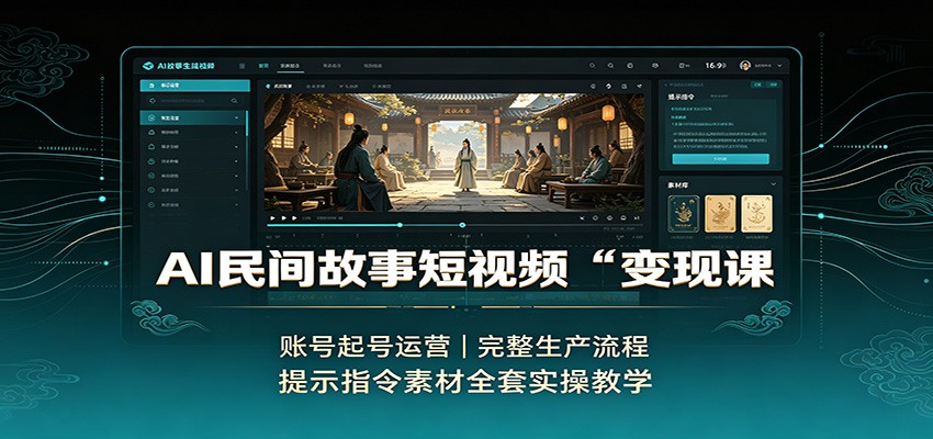 AI民间故事短视频变现课：账号起号运营，完整生产流程，提示指令素材全套实操教学-副业研究所