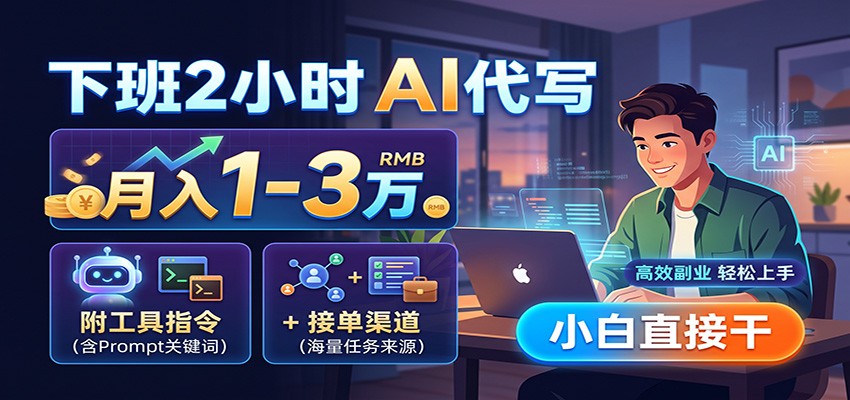 下班2小时AI代写，月入1-3万，附工具指令+接单渠道，小白直接干-副业研究所